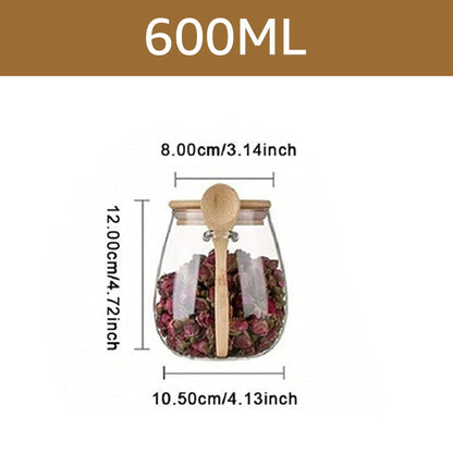 Bamboo-Lid Glass Jar with Built-In Scoop – Elegant Kitchen Storage