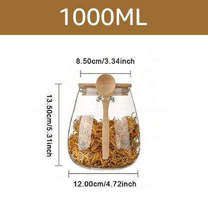Bamboo-Lid Glass Jar with Built-In Scoop – Elegant Kitchen Storage